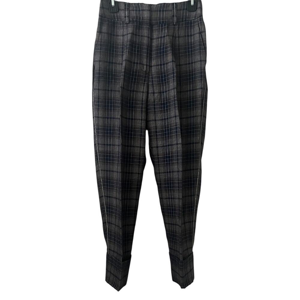 Pesercio Plaid Cuffed Trouser Pants Size 40